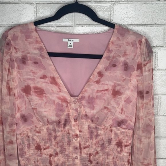 NWT Bar III Floral Print Smocked Waist Top - Picture 3 of 11